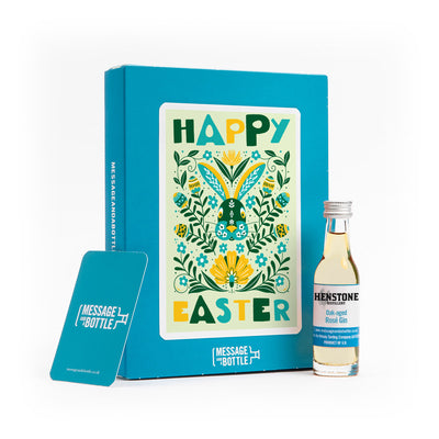 Happy Easter bunny card with gin, whisky, vodka, brandy or rum