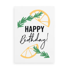 Happy Birthday with lemon and rosemary garnish for gin