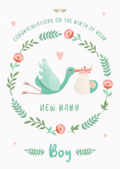 Baby boy stork card