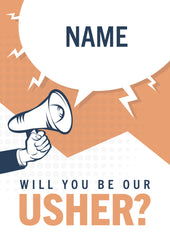 Personalised "Will you be our usher?" card